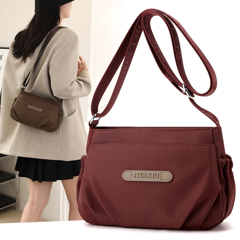 杏语梵单肩款拉链车缝线斜挎包女士手袋韩式水洗结实耐用