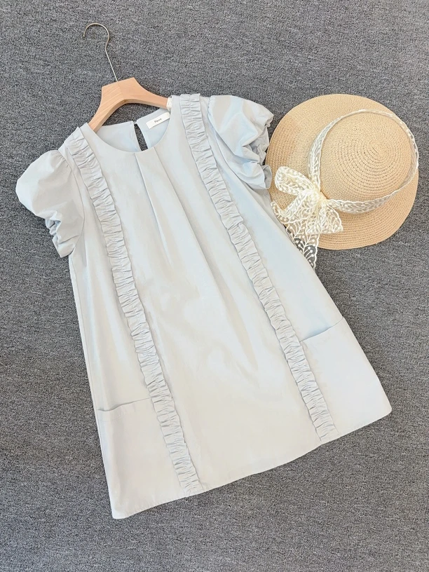 夏季新款韩版宽松简约休闲甜美连衣裙