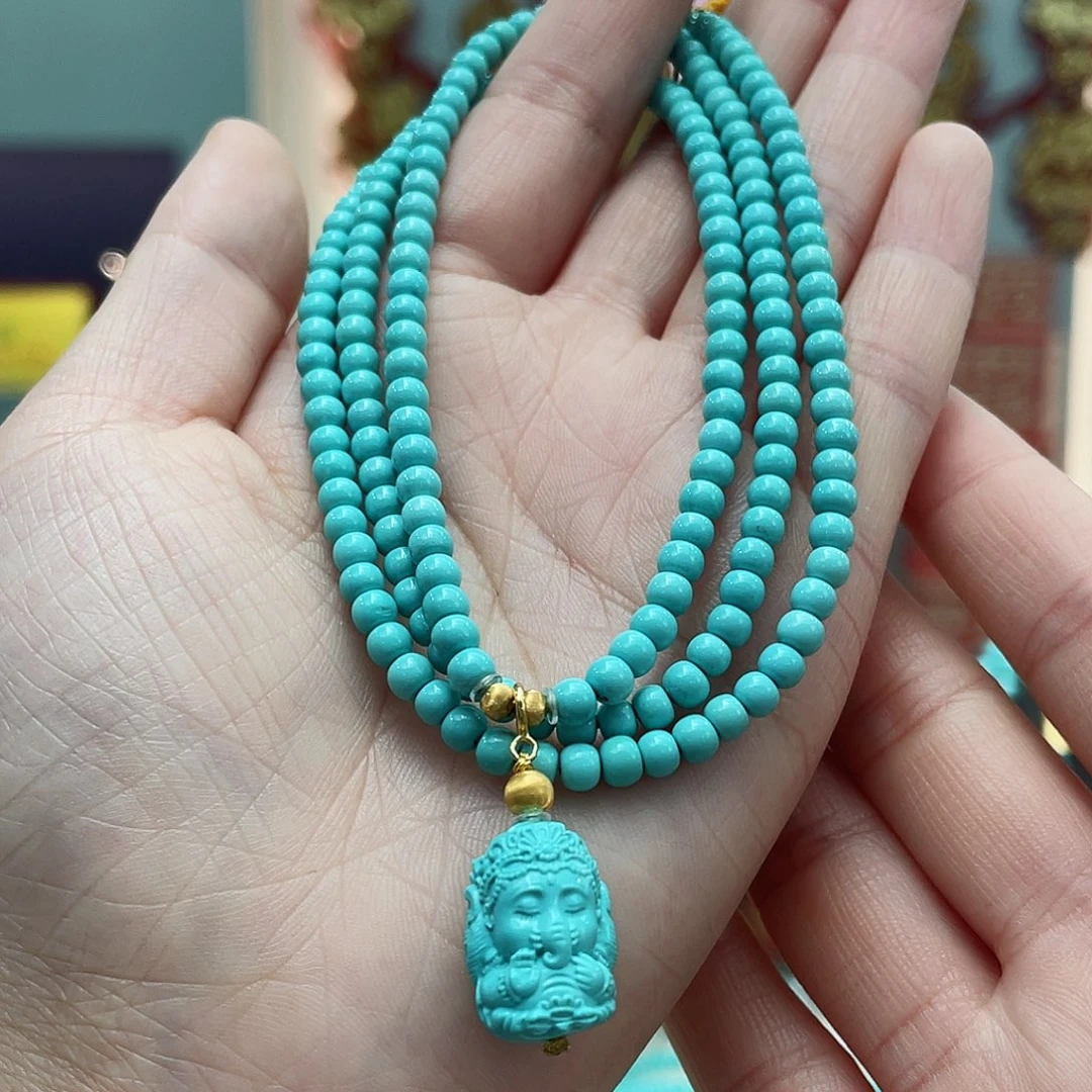 绿松石颈饰18K金镶嵌