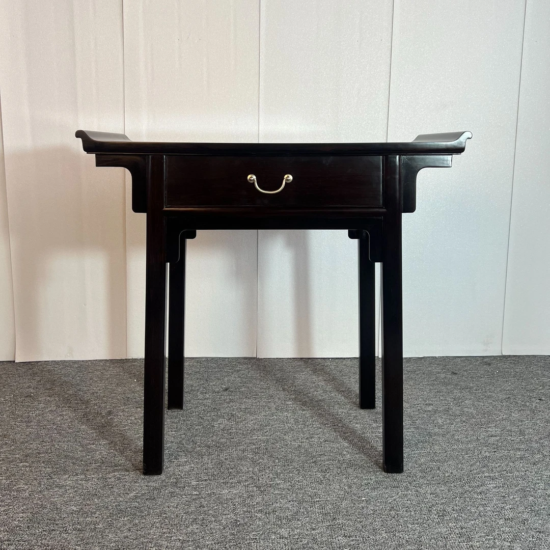 大叶紫檀（卢氏黑黄檀）无拼补 面板抽屉带金星翘头案