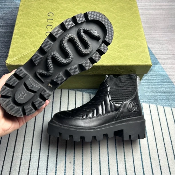 未使用 GUCCI/古驰 古驰黑色双G短靴三五半码