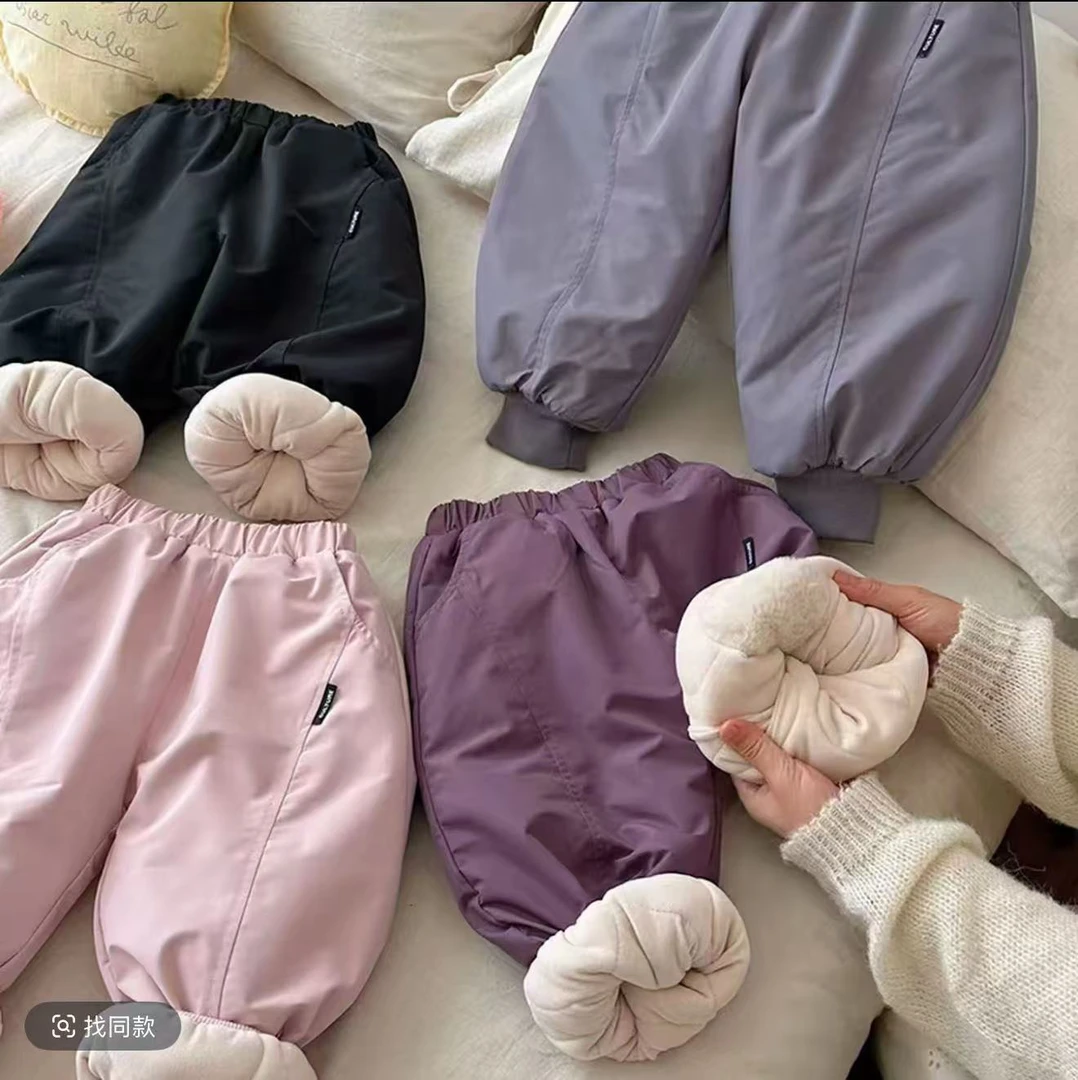 儿童新款加厚宝宝女童加绒棉裤防风冬季保暖三层外穿一条过冬长裤