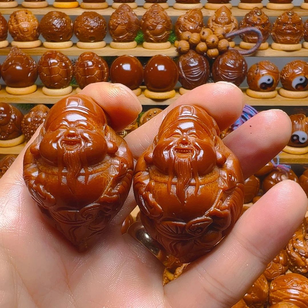 国***）橄榄核手串/手链财神玉华一对
