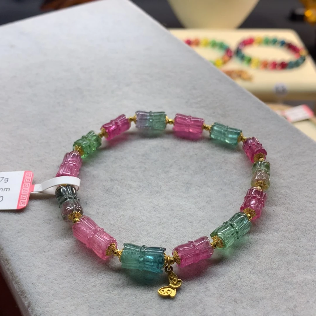 【闪购商品】未镶嵌手链碧玺莲花设计款单圈6.5