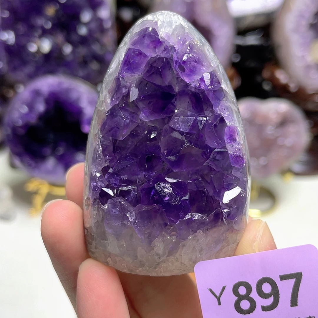 紫晶未镶嵌摆件山型晶震可透灯