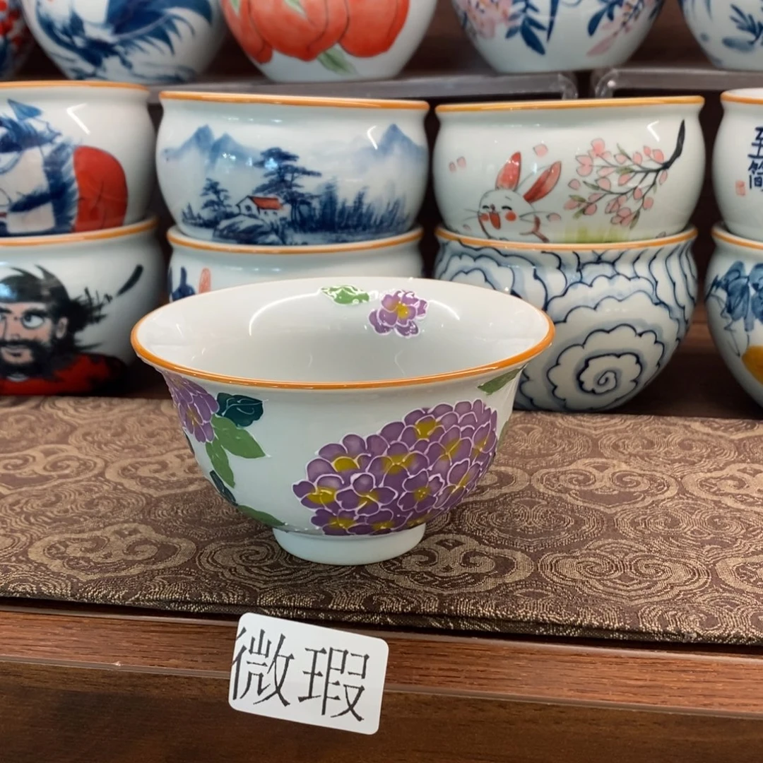 釉下手绘茶具微瑕手工绘制