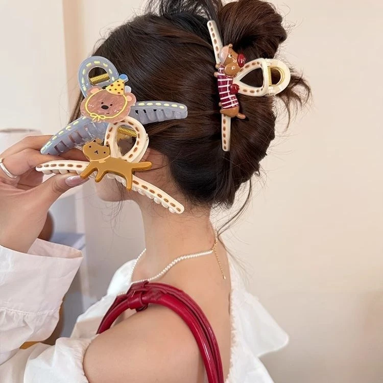 卡通抓夹女高级感2025新款后脑勺盘发鲨鱼夹大号发量大发夹发饰夏