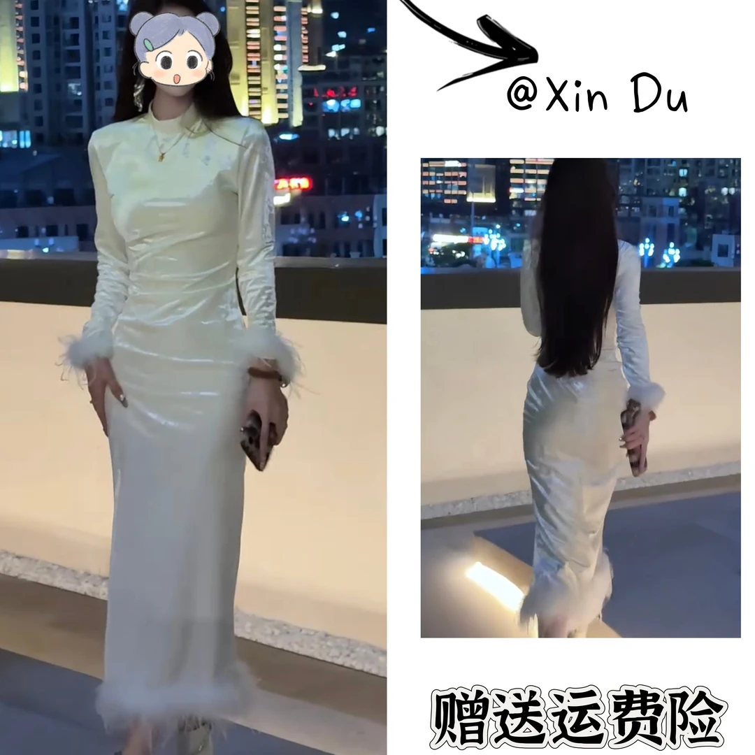 2025秋冬季新款时尚显瘦气质女士网红洋气连衣裙百搭款D24783