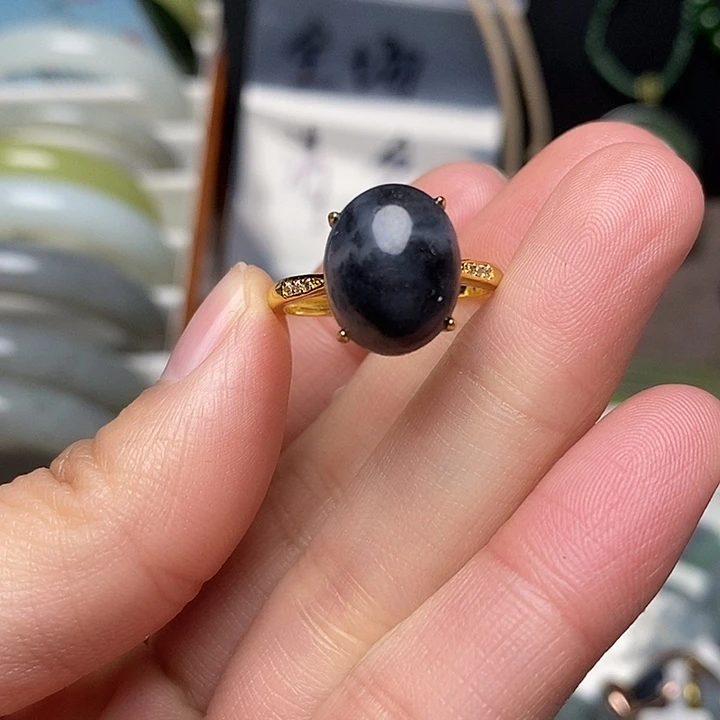 和田玉银S925镶嵌戒指