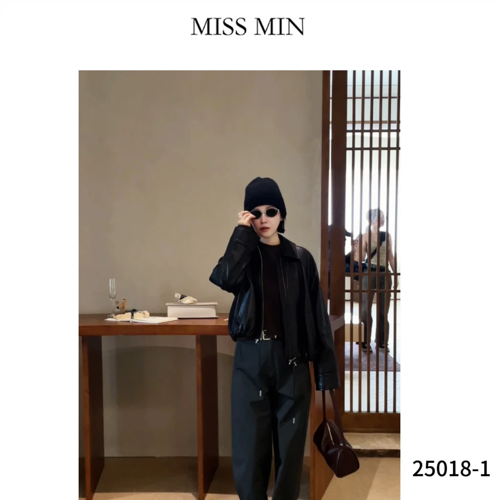 MISS MIN【暗夜行者】复古翻领微奢服装显瘦高级感夹克外套 25018-1