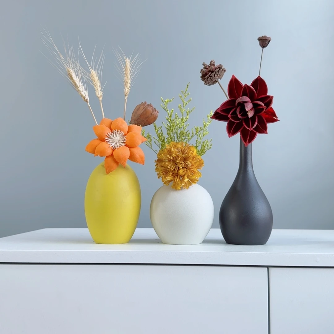 瓷片陶瓷花瓶摆件含花总高约20-30cm