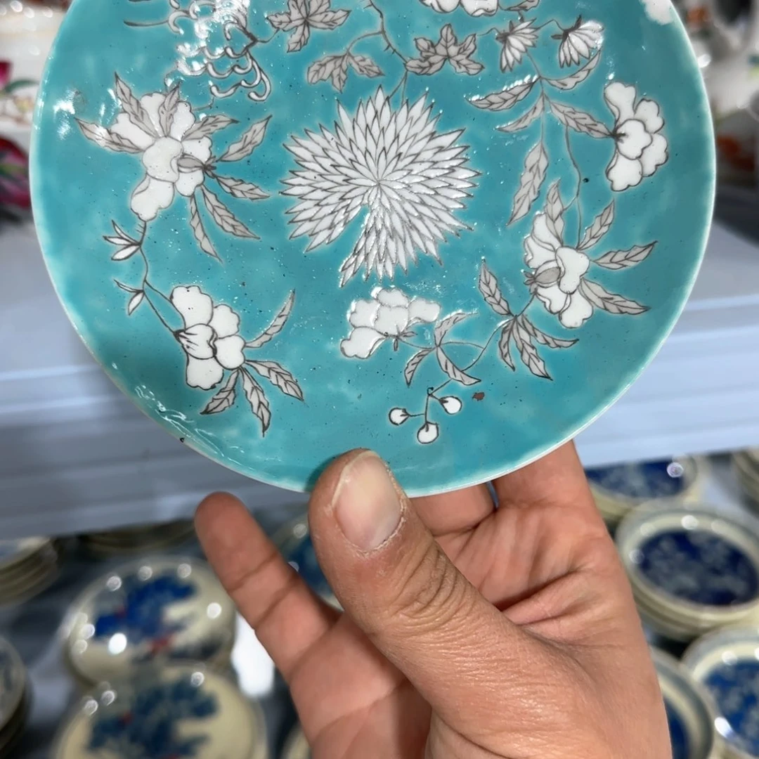 瓷片摆件手绘瓷器年底清清