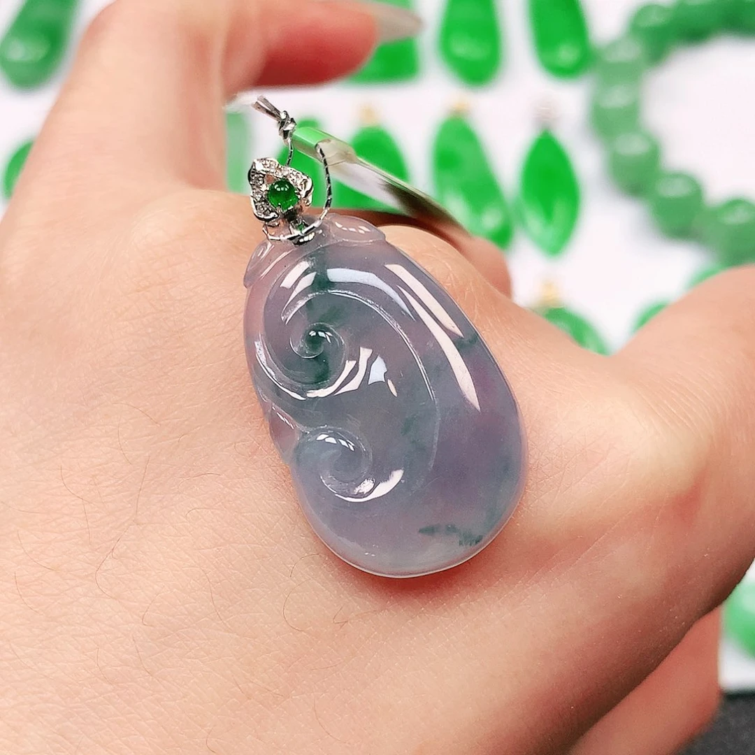 吊坠(不含链)18K金镶嵌翡翠