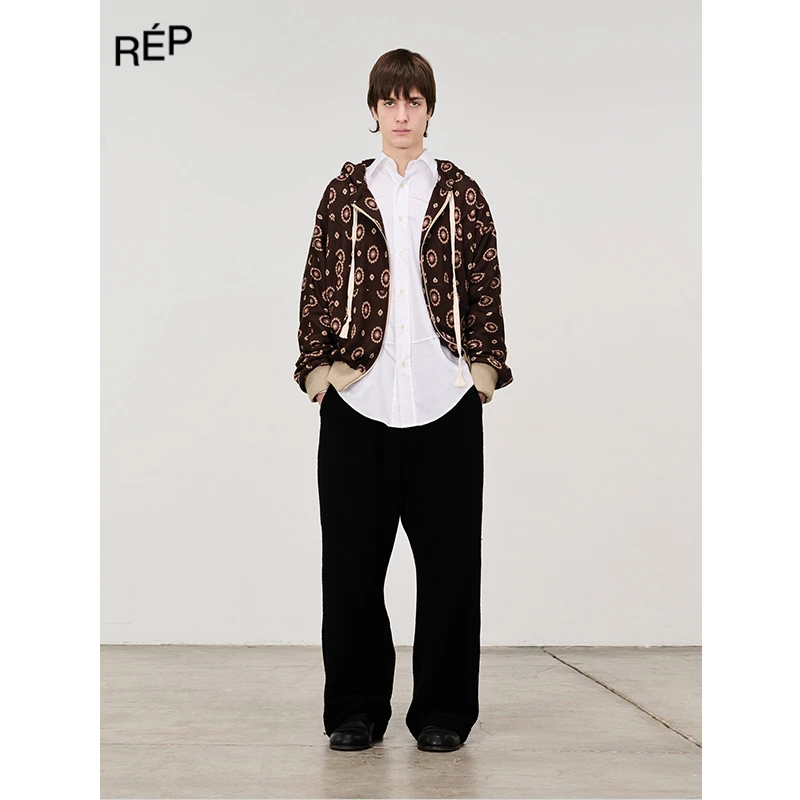 REP-EDWARD CUMING设计师品牌棕色花纹连帽衫 25FW新款