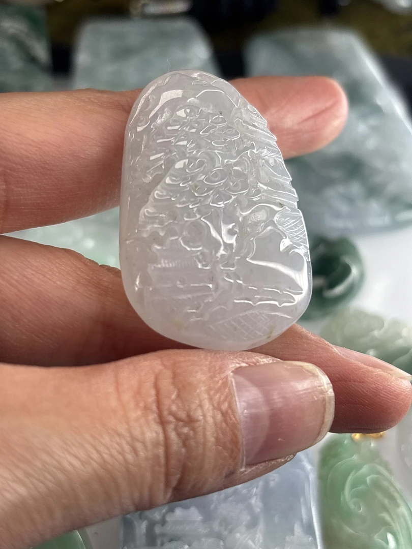 天然翡翠A货山水牌