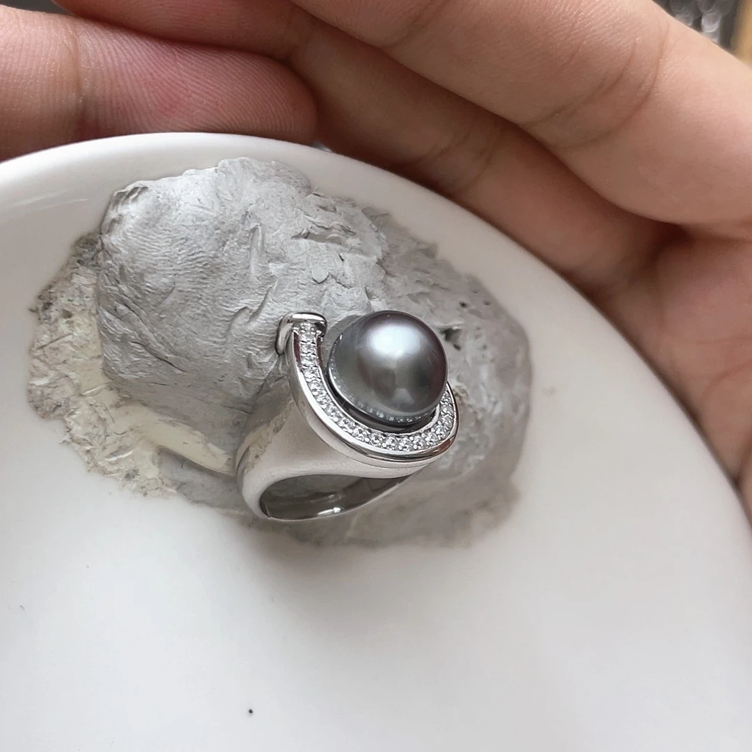 戒圈银S925镶嵌海水珍珠