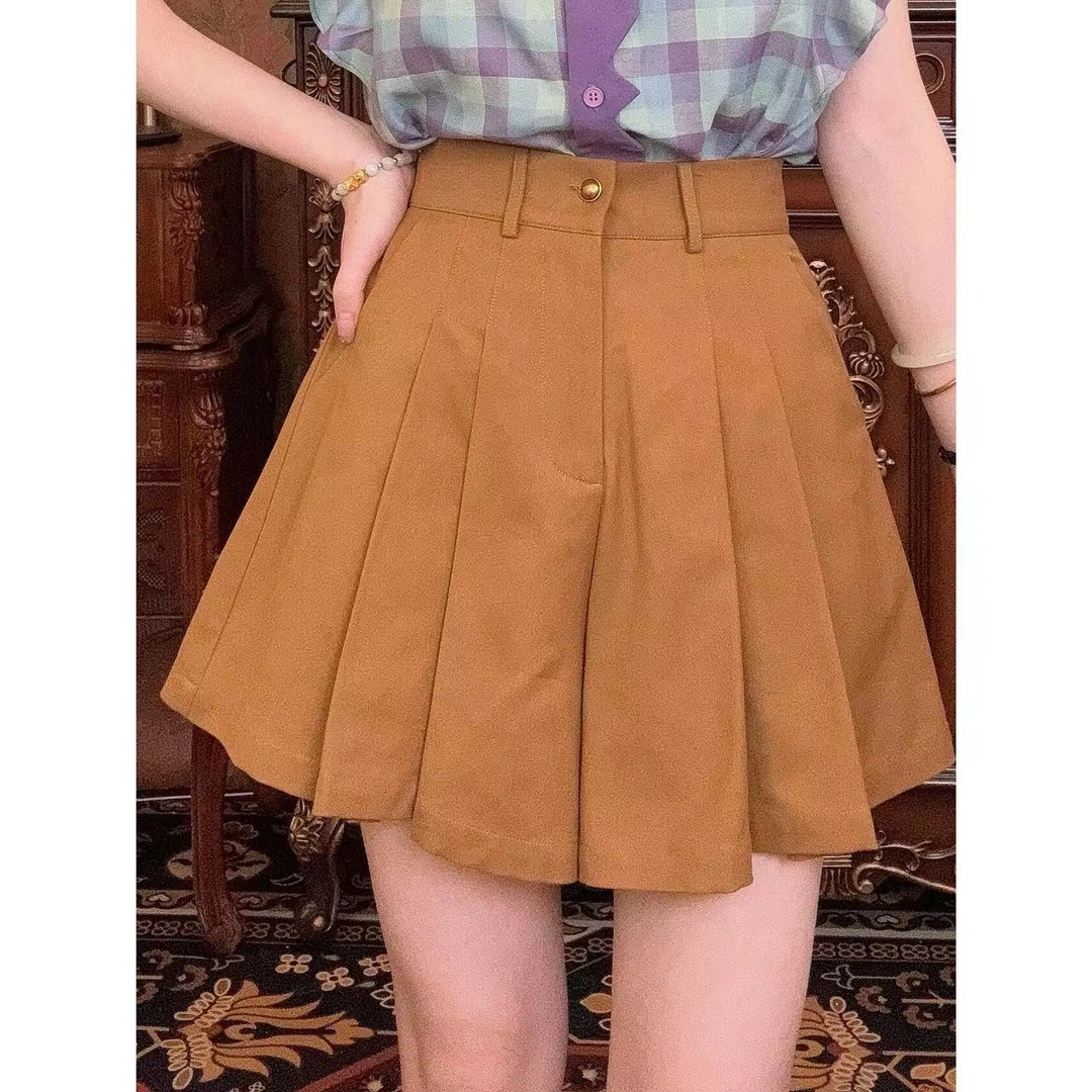 西西【柔情旋律】复古百搭显瘦高腰女装小个子短裙裤00165