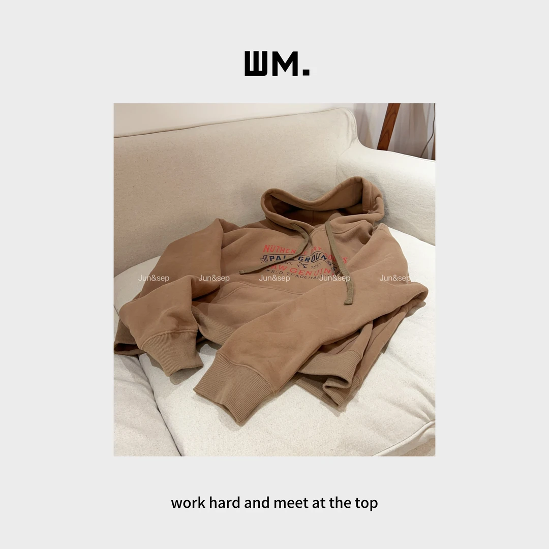 CMZW*加绒帽衫*百搭小众灰调加绒抽绳戴帽卫衣JS-V-25121201