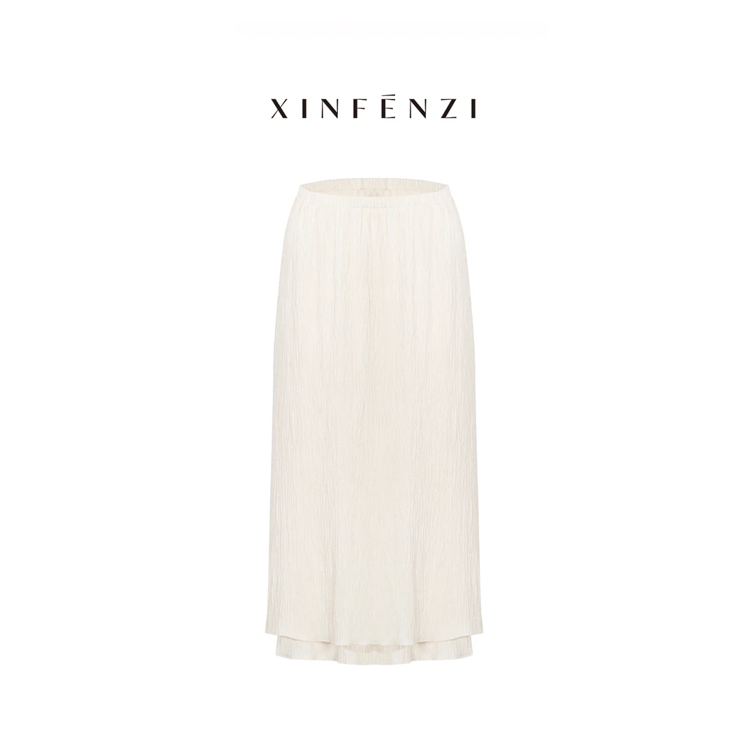 【浮梦裙】XINFENZI 复古气质肌理下摆波浪半身裙 FSK34011