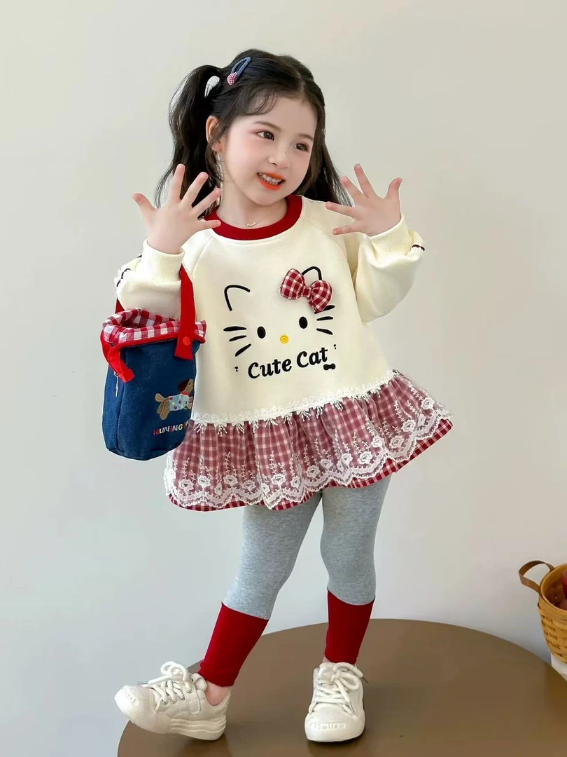 女童秋季套装2025新款洋气宝宝卫衣网红休闲两件套时髦洋气