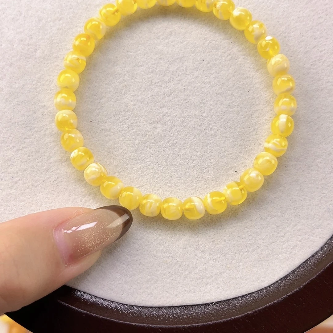 蜜蜡手链未镶嵌6mm金瓷白