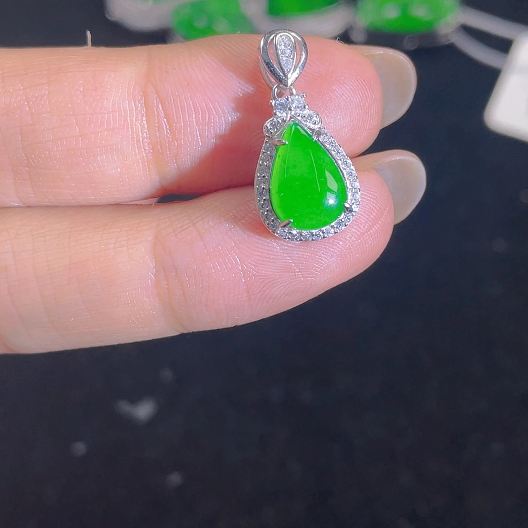 翡翠吊坠(不含链)银S925镶嵌
