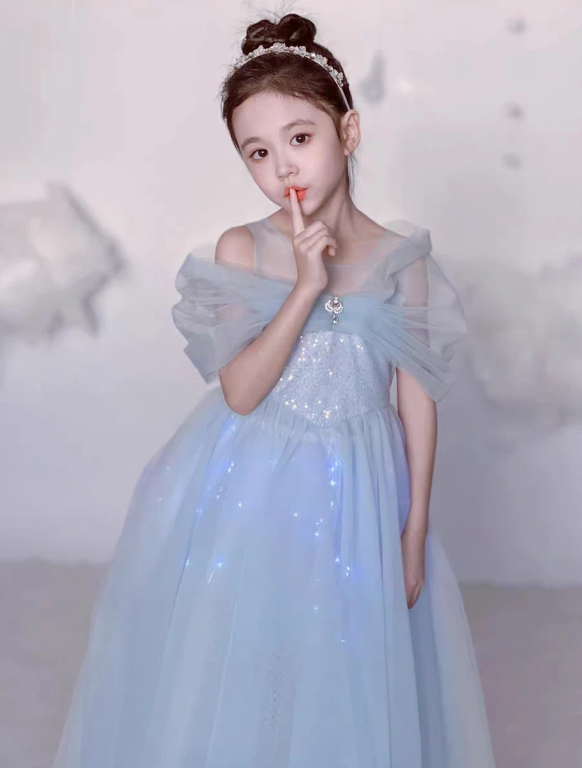 女童带灯纱裙公主裙生日礼服635636