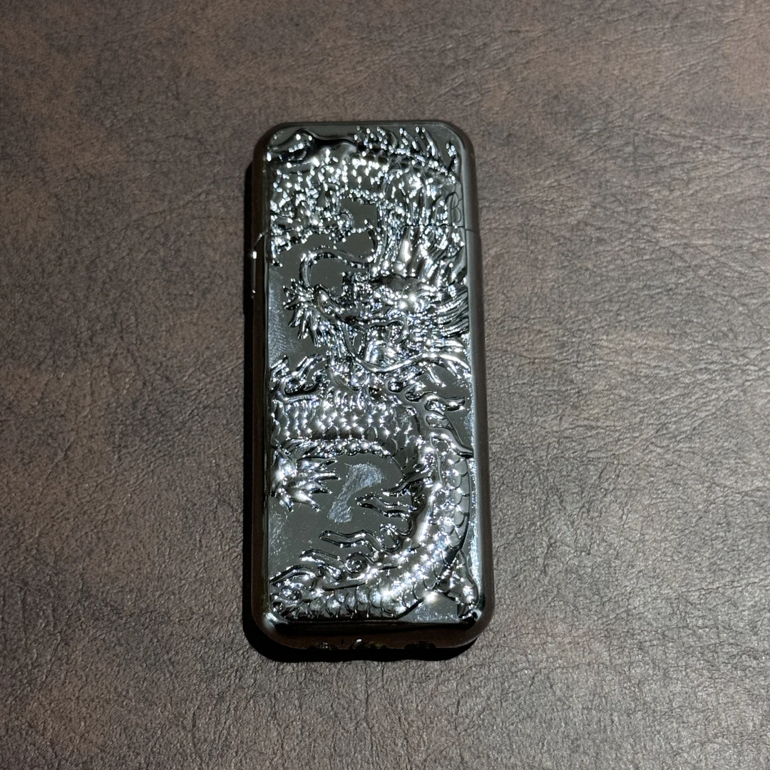 超薄款打火机银龙浮雕防风充气打火机ZQ
