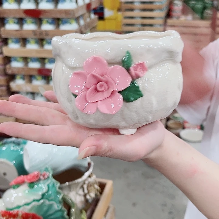 有孔.凑单10元陶瓷花盆发货！