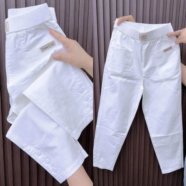 0023九分薄款休闲裤夏季新款水洗棉洋气显瘦百搭小脚宽松萝卜哈伦