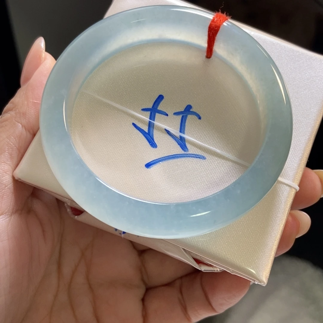 翡翠未镶嵌手镯16冰蓝钢透感足