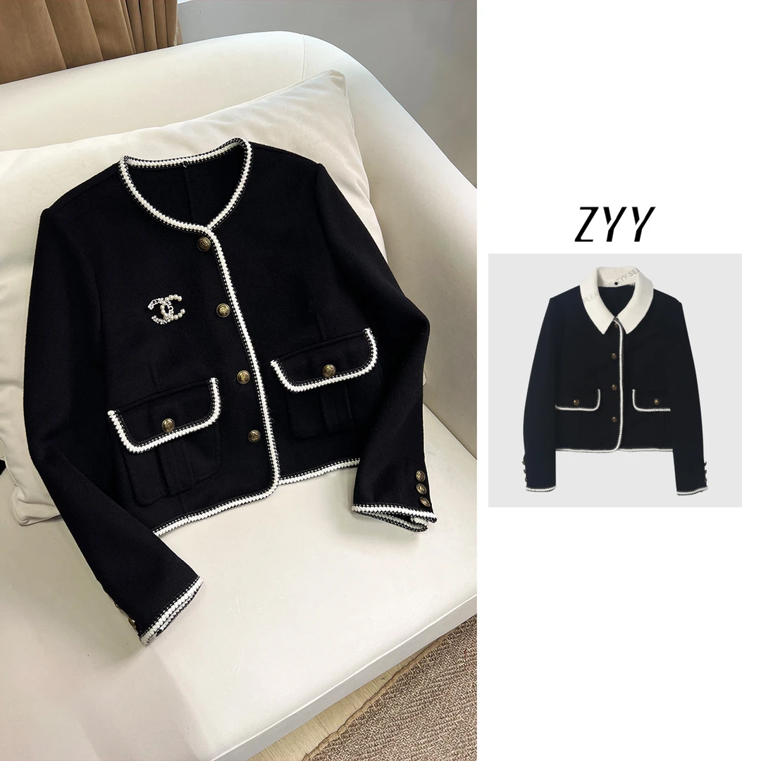 ZYY【曼妙动人】2024S/S新品复古名媛气质高级感羊毛外套X24DW11131