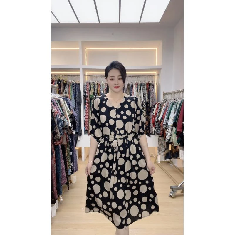 【新款上新】女装连衣裙中长款气质五分袖连衣裙大码夏季洋气2538