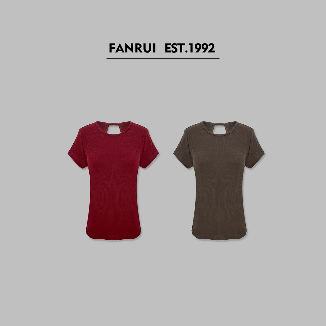 FANRUI/泛芮「奥巧夹心」100棉后背镂空设计感显瘦短袖T恤B15855