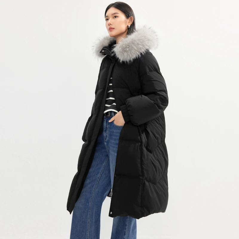 伊芙丽90白鸭绒时尚连帽中长款女短款羽绒服新款2024伊芙丽