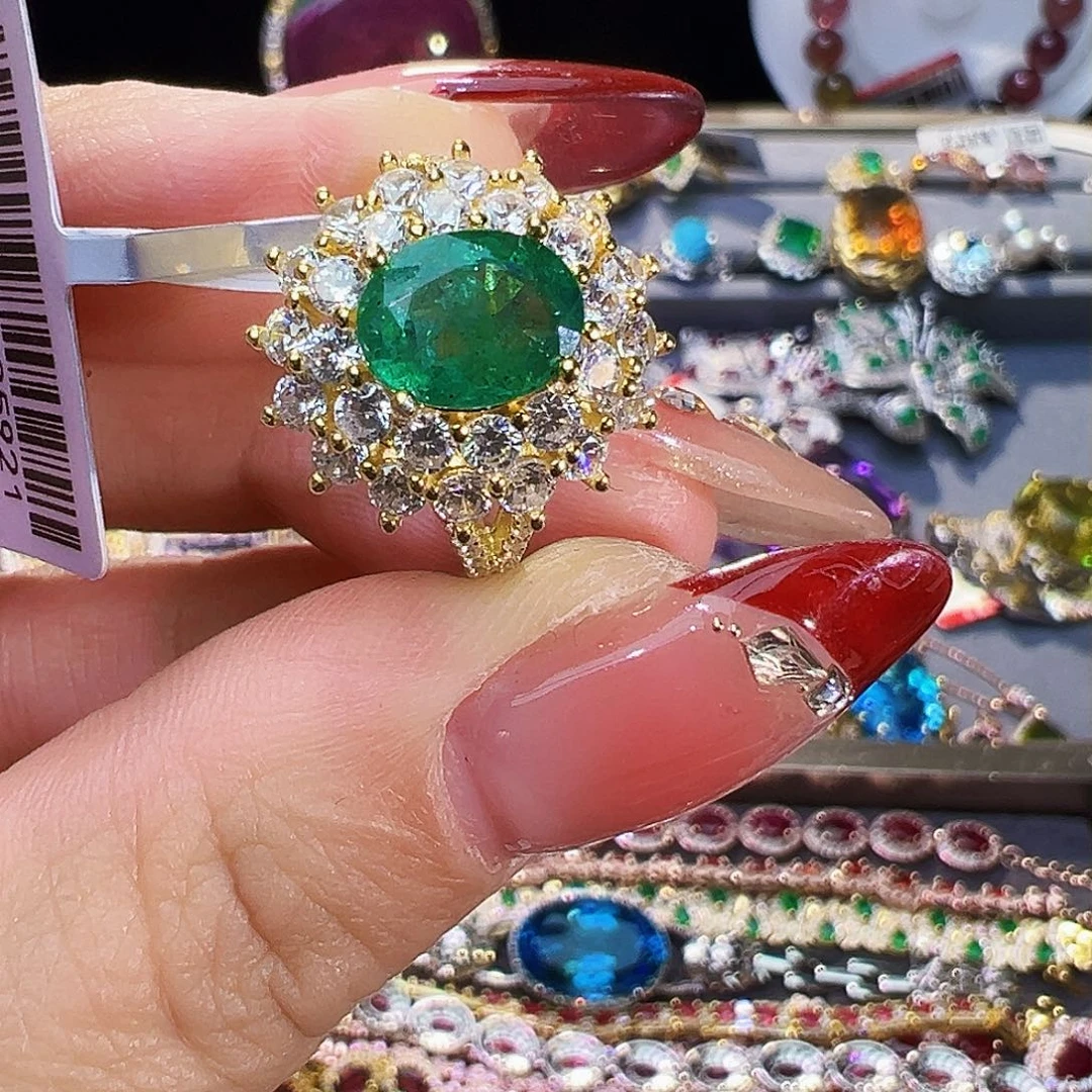 银S925镶嵌祖母绿珠宝奇石