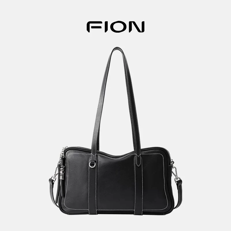 Fion/菲安妮女包真皮波士顿包2025手提包高级感通勤单肩斜挎软包