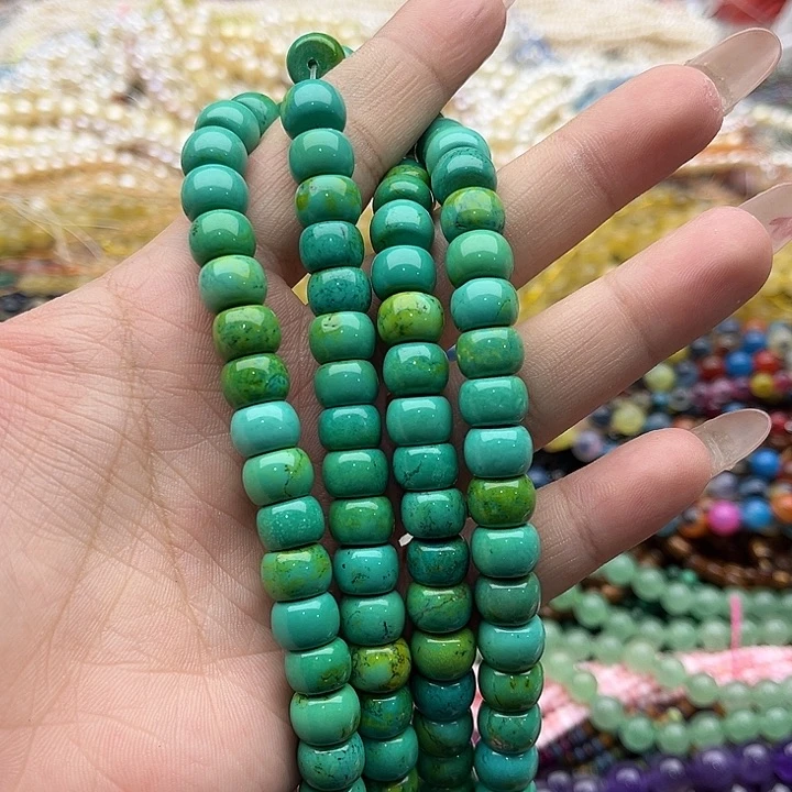 玛瑙/玉髓珠宝半成品未镶嵌一条10mm左右菜籽绿老型珠