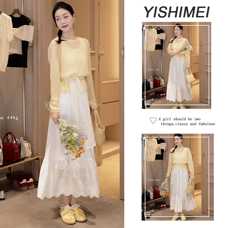 2025春季穿搭整套女新款韩版简约气质温柔上衣休闲显瘦裙子两件套