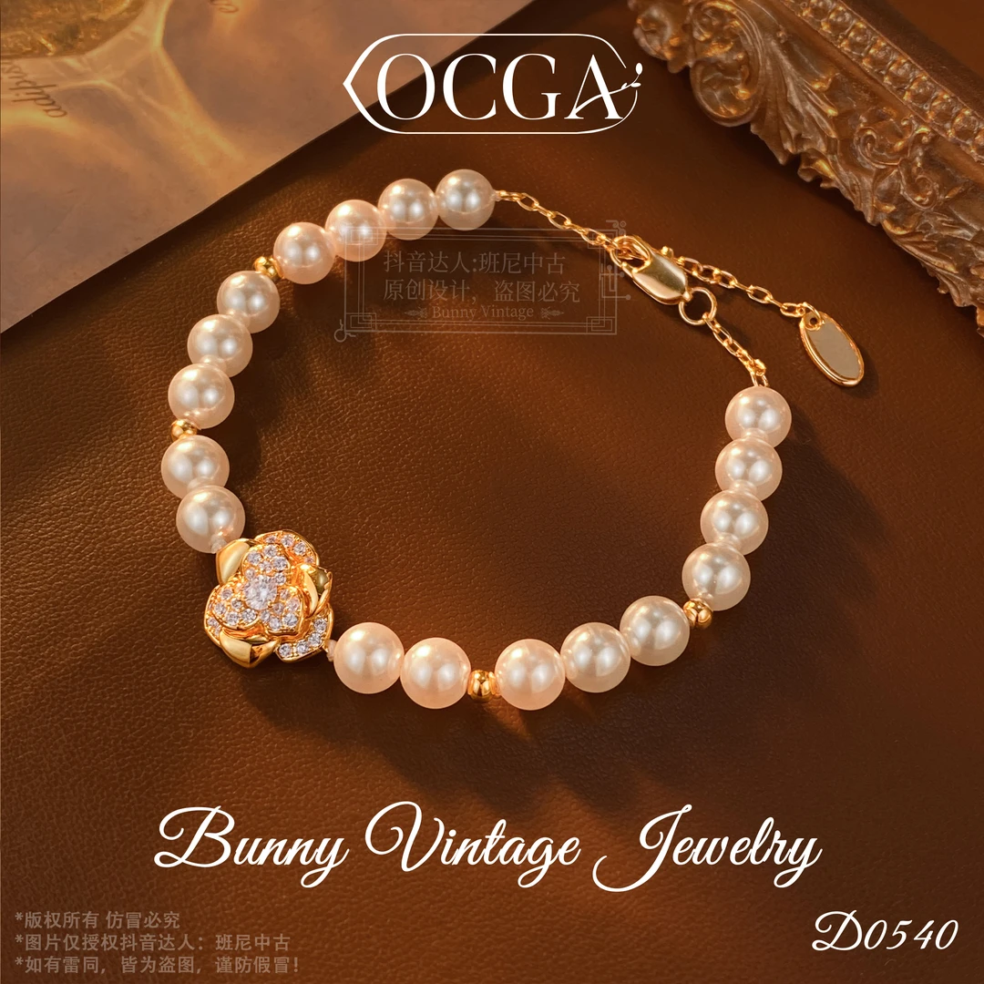 镀K金D0540法★【雨霖茶花】春OCGA 欧斯伽斯 手链