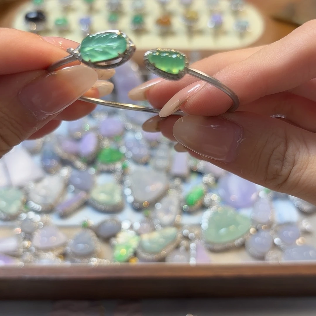 翡翠银S925镶嵌手镯