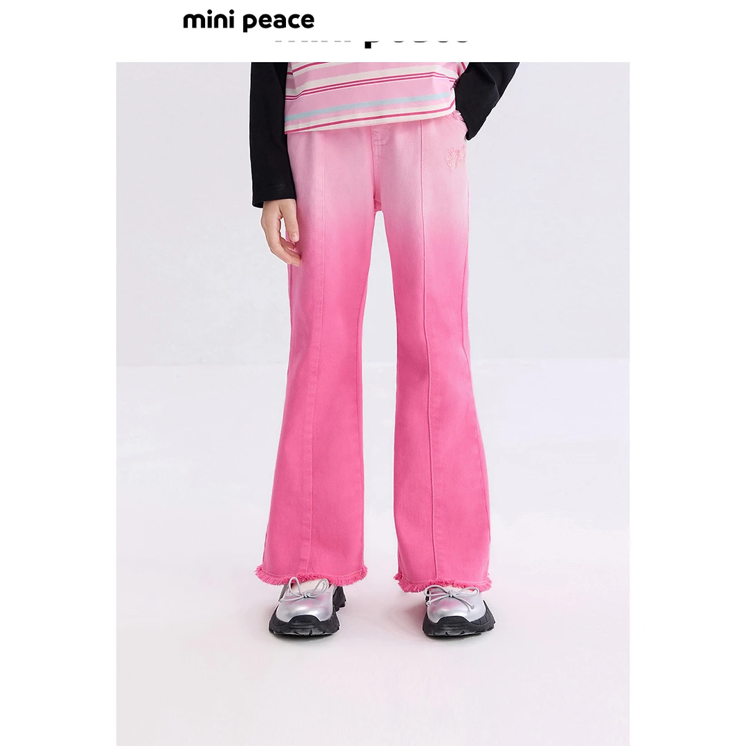 MINIPEACE太平鸟童装女童牛仔裤秋季新款儿童渐变喇叭裤女宝裤子