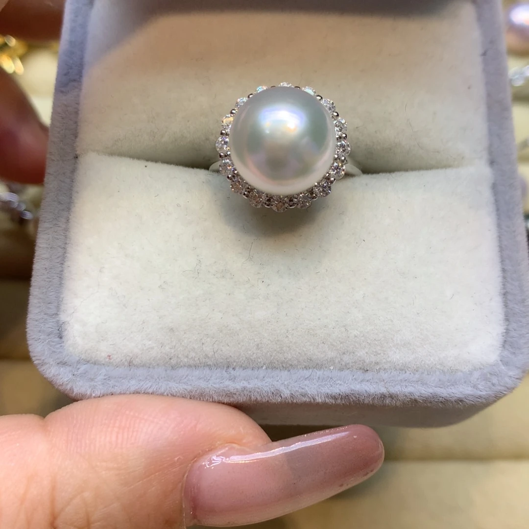 银S925镶嵌戒指海水珍珠