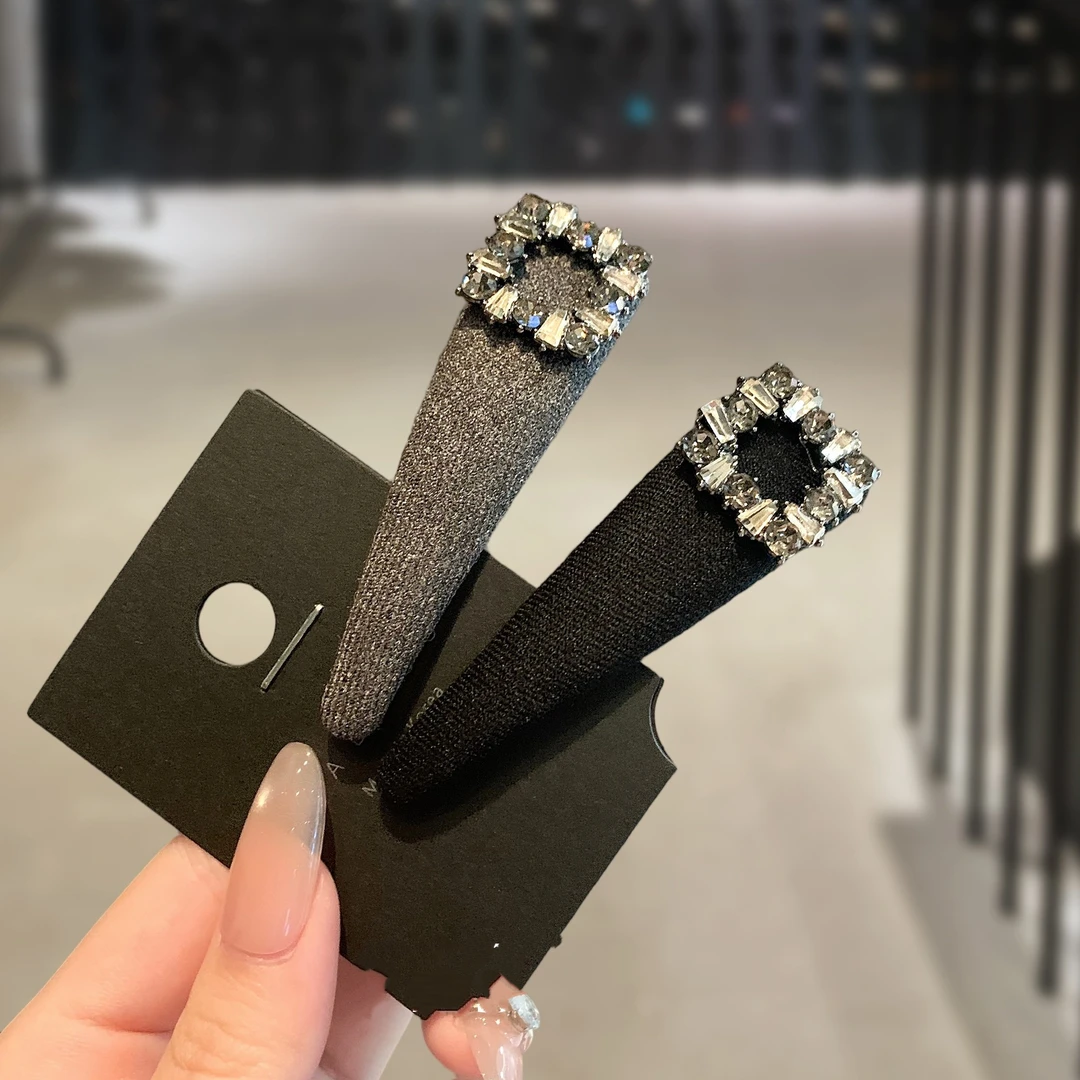 韩国轻奢新款闪钻布艺通勤刘海前额掰掰夹女头饰发卡懒人碎发夹子