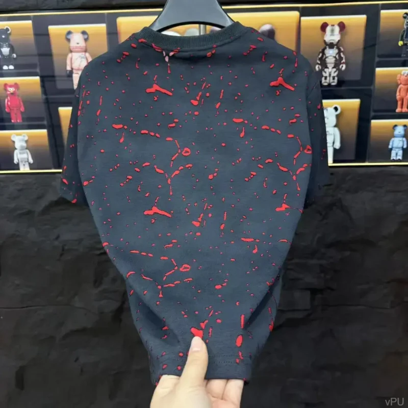 宽松夏季新款时尚男士T恤男装上衣美式男款圆领休闲半袖破洞短袖