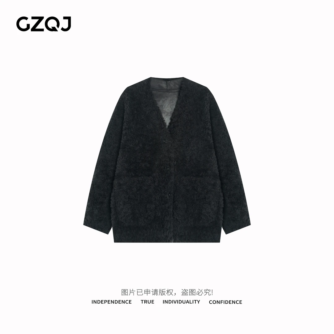 广州琴姐【发如雪】100绵羊毛百搭加厚保暖毛毛外套女冬季新款26700