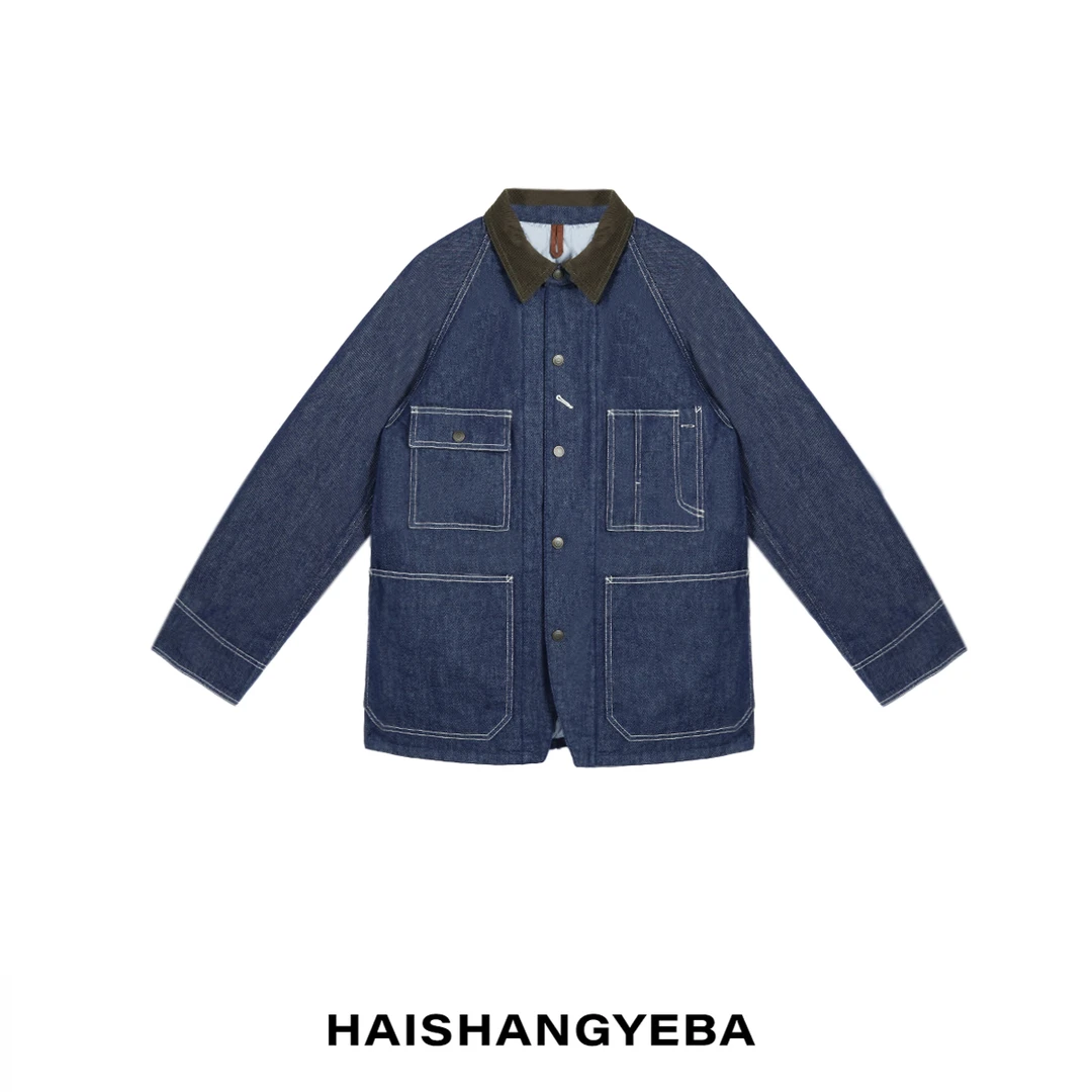 【海上叶爸】新款2024春秋百搭棉翻领宽松休闲牛仔多口袋外套