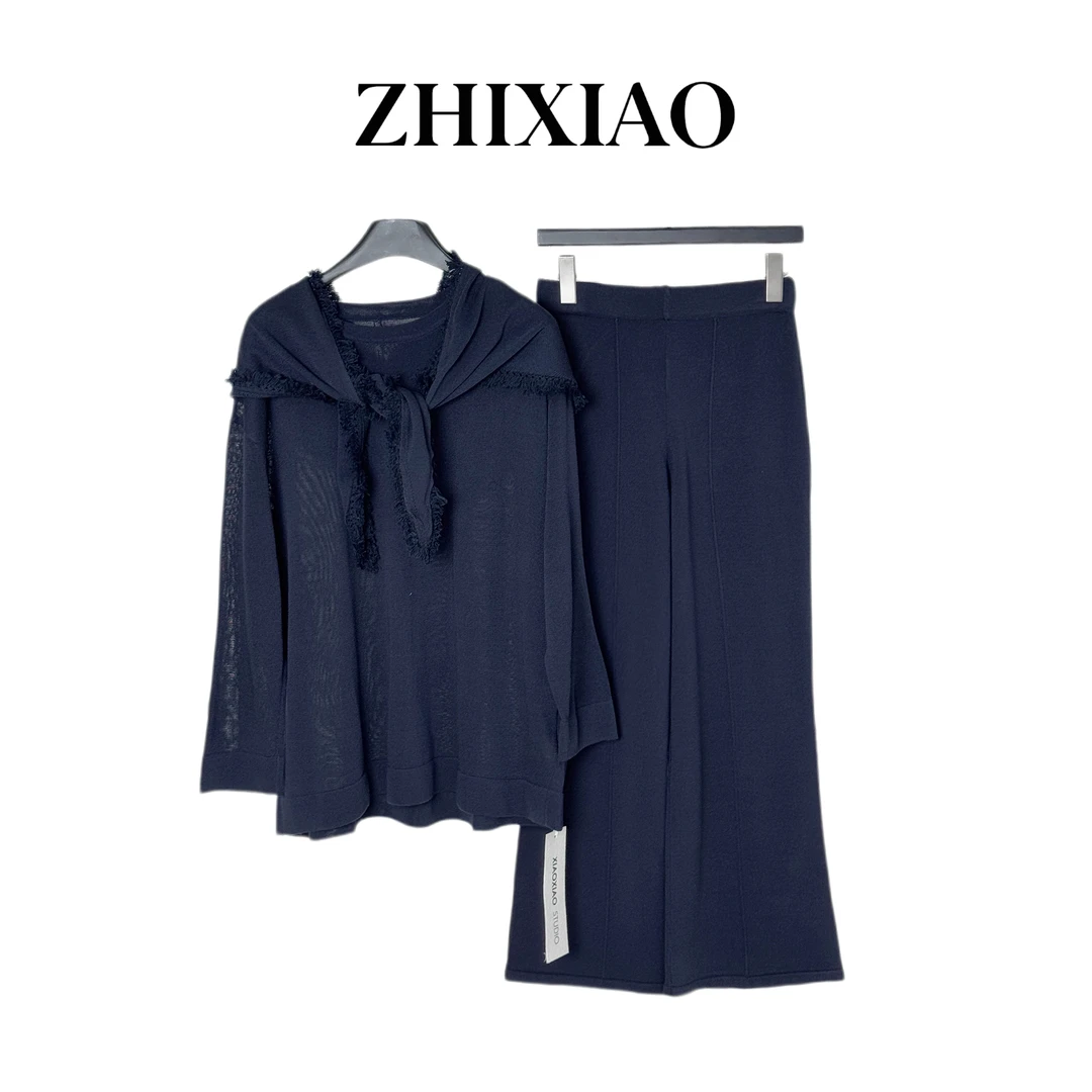 【ZHIXIAO】秋冬新款：三角巾针织长袖套装838198