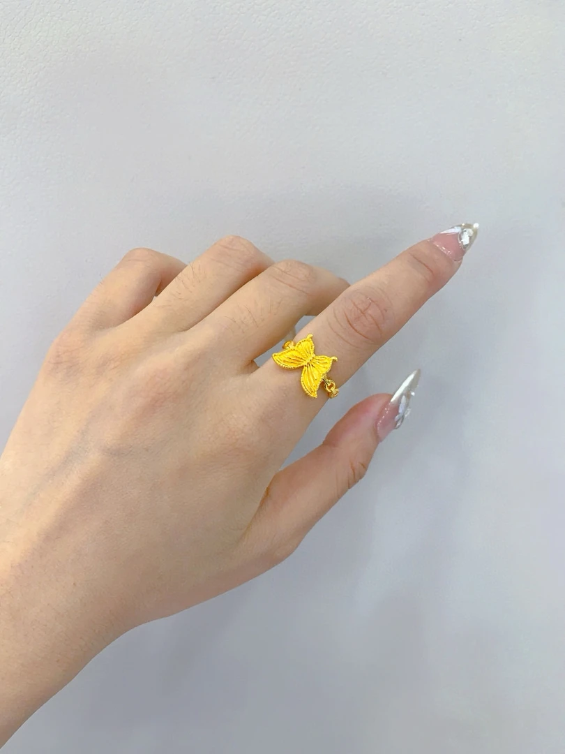 325[小别克珠宝-大蝴蝶开口女戒指】