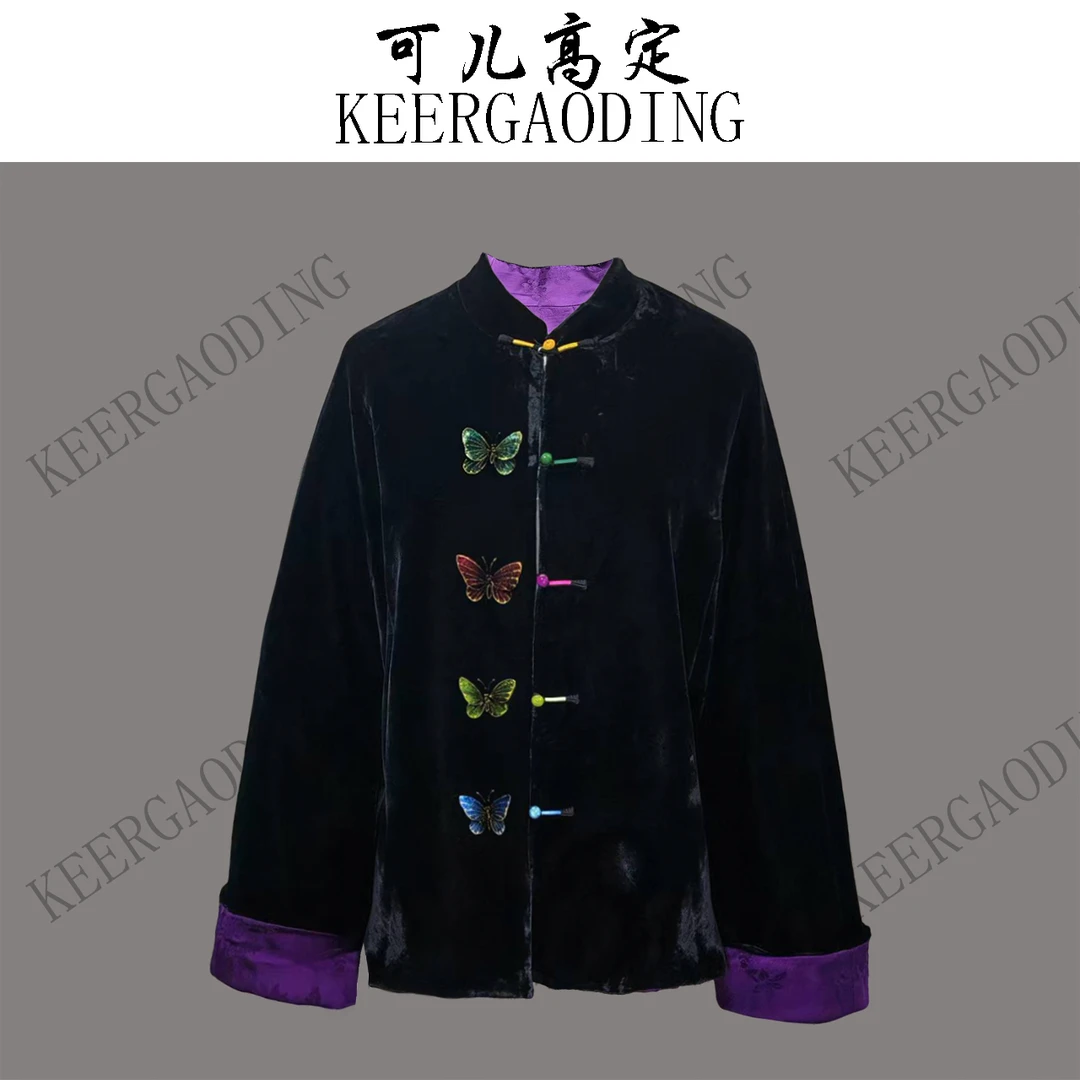 【可儿•高定】高端新中式设计师手绘桑蚕丝丝绒棉服外套WQ-90417